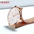 OLEVS Marke Modische Business dünne und einfache Quarz-Armbanduhren Edelstahl Milanese Strap wasserdichte Uhr für Mädchen